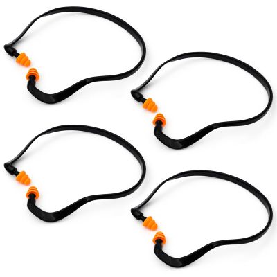 Banded Earplugs for Shooting Range (4 Pcs, Orange) Reusable Silicone Hearing Protection with Neck Band, 22dB Noise Reduction for Work, Sleep & Concerts