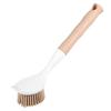 KOMBIUDA Non-Slip Long Handle Dish Brush for Pots and Pans Beige Silicone Kitchen Scrubber with Hanging Ergonomic Grip for Deep Cleaning Corners and Tough view 1
