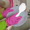 KOMBIUDA Non-Slip Long Handle Dish Brush for Pots and Pans Beige Silicone Kitchen Scrubber with Hanging Ergonomic Grip for Deep Cleaning Corners and Tough view 3