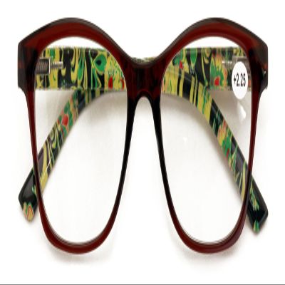 V.W.E. Women Floral Clear Progressive Reading Glasses - Zero Power on Top - No Bubble - Wide Fitment (Brown, 2.50, x)