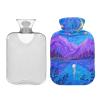 Blue-Purple Starry Sky hot Water Bottles with Soft Cover, 2L Warm Water Bottle for Bed for Neck and Shoulder Pain Relief view 2