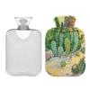 Oil Painting Desert Cacti Green hot-Water Bottle with Soft Cover, 1L hot compresses for The Body for Hand Feet Warmer view 2