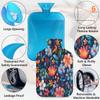 Flower Dragonfly Pattern Hot Water Bottle with Cover 2L Large Hot Water Bag for Menstrual Cramps, Neck and Shoulder Pain Relief, Hot Cold Therapy, Hand Feet Warmer view 3