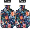 Flower Dragonfly Pattern Hot Water Bottle with Cover 2L Large Hot Water Bag for Menstrual Cramps, Neck and Shoulder Pain Relief, Hot Cold Therapy, Hand Feet Warmer view 4