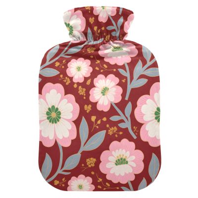 Pink Japanese Cherry Blossoms hot-Water Bottle with Soft Cover, 2L Water Bag for Pain Relief