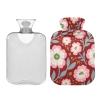 Pink Japanese Cherry Blossoms hot-Water Bottle with Soft Cover, 2L Water Bag for Pain Relief view 2