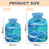 Minimalist Blue Wave Abstract Stone hot Water Bottles with Soft Cover, 1L hot Compress for Neck Shoulder Warmer view 3
