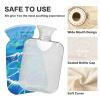 Minimalist Blue Wave Abstract Stone hot Water Bottles with Soft Cover, 1L hot Compress for Neck Shoulder Warmer view 4