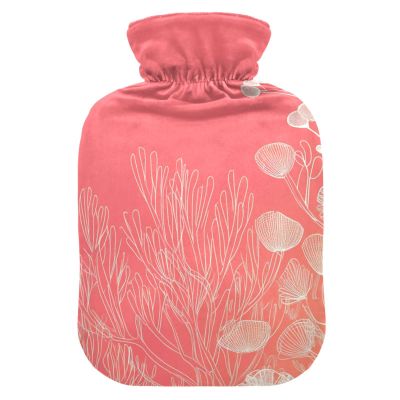 Peach Coral hot Water Bottles with Soft Cover, 1L hot compresses for The Body for Neck and Shoulder Pain Relief