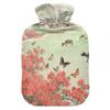 Chinese Style Green Field Red Flower Travel hot Water Bottle with Soft Cover, 1L hot Water Bags for Hand Feet Warmer view 1