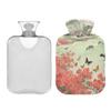 Chinese Style Green Field Red Flower Travel hot Water Bottle with Soft Cover, 1L hot Water Bags for Hand Feet Warmer view 2