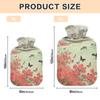 Chinese Style Green Field Red Flower Travel hot Water Bottle with Soft Cover, 1L hot Water Bags for Hand Feet Warmer view 3