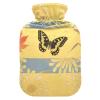 Japanese Yellow Butterfly Travel hot Water Bottle with Soft Cover, 2L hot compresses for The Body for Pain Relief view 1