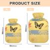 Japanese Yellow Butterfly Travel hot Water Bottle with Soft Cover, 2L hot compresses for The Body for Pain Relief view 3