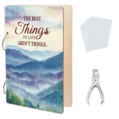 SUPERDANT The Best Things Greeting Card Organizer Mountain Gift Card Holder Cards Keeper Storage Keepsake Book Binder Birthday Post Cards Photo Album Holder with Punch 20 pcs Inner Pockets Gifts
