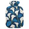 White Blue Calla Lilies hot Bottle Water Bag with Soft Cover, 1L hotwater Bag for Sore Muscle view 1