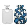 White Blue Calla Lilies hot Bottle Water Bag with Soft Cover, 1L hotwater Bag for Sore Muscle view 2