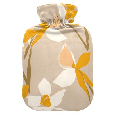 Henri Style Daffodil Bronze Travel hot Water Bottle with Soft Cover, 1L Warm Compress for Hot and Cold Therapies