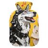 Cartoon Husky Dog Sheet Music Collage Style Water Bottle for hot Water with Soft Cover, 2L hot Water Bag for Tummy Warmer view 1