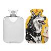 Cartoon Husky Dog Sheet Music Collage Style Water Bottle for hot Water with Soft Cover, 2L hot Water Bag for Tummy Warmer view 2