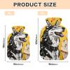 Cartoon Husky Dog Sheet Music Collage Style Water Bottle for hot Water with Soft Cover, 2L hot Water Bag for Tummy Warmer view 3