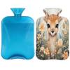 Watercolor Deer Flower Pattern Hot Water Bottle with Cover 2L Large Hot Water Bag for Menstrual Cramps, Neck and Shoulder Pain Relief, Hot Cold Therapy, Hand Feet Warmer view 1