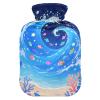 Waves Colorful Fish Cute hot Water Bottle with Soft Cover, 1L Warmer Bag for Hand Feet Warmer view 1
