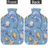 Cute Dolphin Pattern Hot Water Bottle with Cover 2L Large Hot Water Bag for Menstrual Cramps, Neck and Shoulder Pain Relief, Hot Cold Therapy, Hand Feet Warmer view 4