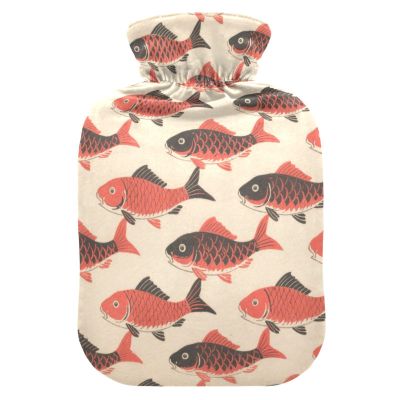 Japanese Style Fishes hot Waterbottle with Soft Cover, 2L Warm Compress for Arthritis