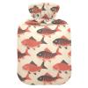 Japanese Style Fishes hot Waterbottle with Soft Cover, 2L Warm Compress for Arthritis view 1