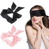 2Pcs Satin Eye Mask Sleep Mask, Adjustable Blindfold Soft Satin Eye Covers Gift for Travel, Nap, Meditation,157cm/62inch (Black+Pink Upgrade) view 1