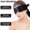 2Pcs Satin Eye Mask Sleep Mask, Adjustable Blindfold Soft Satin Eye Covers Gift for Travel, Nap, Meditation,157cm/62inch (Black+Pink Upgrade) view 3