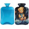 Star Bear Pattern Hot Water Bottle with Cover 2L Large Hot Water Bag for Menstrual Cramps, Neck and Shoulder Pain Relief, Hot Cold Therapy, Hand Feet Warmer view 1