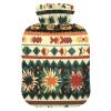 Traditional Ethnic Patterns Boho Cute hot Water Bottle with Soft Cover, 1L hot Compress Bag for Sore Muscle view 1
