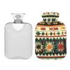 Traditional Ethnic Patterns Boho Cute hot Water Bottle with Soft Cover, 1L hot Compress Bag for Sore Muscle view 2