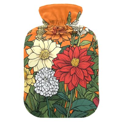 Flowers Travel hot Water Bottle with Soft Cover, 1L hot compresses for The Body for Menstrual Cramps