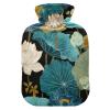 Elegant Water-Lilies Blue Retro hot Water Bottles with Soft Cover, 1L hot compresses for The Body for Neck Shoulder Warmer view 1