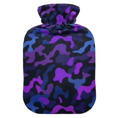 Camouflage Purple Black Blue hot-Water Bottle with Soft Cover, 1L hot Water Bag for Hot and Cold Therapies