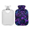 Camouflage Purple Black Blue hot-Water Bottle with Soft Cover, 1L hot Water Bag for Hot and Cold Therapies view 2