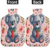 Cute Koala Strawberry Pattern Hot Water Bottle with Cover 2L Large Hot Water Bag for Menstrual Cramps, Neck and Shoulder Pain Relief, Hot Cold Therapy, Hand Feet Warmer view 4
