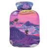 Crane Sunset Tropical Vapor Wave Style hot-Water Bottle with Soft Cover, 1L Water Bottle Bag for Neck and Shoulder Pain Relief view 1