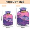 Crane Sunset Tropical Vapor Wave Style hot-Water Bottle with Soft Cover, 1L Water Bottle Bag for Neck and Shoulder Pain Relief view 3