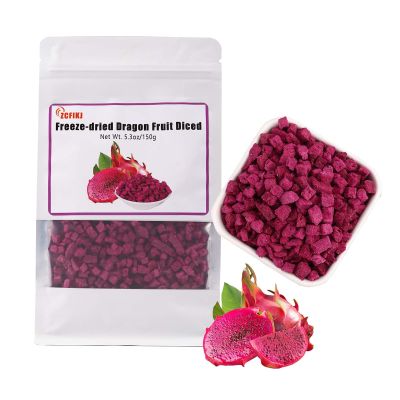 Freeze Dried Dragon Fruit Cubes 5.3OZ/150G,Freeze Dried Fruit Snacks No Added Sugars,Premium Frozen Dragon Fruit Diced for Yogurt, Salads, Smoothies,Drink, Baking, Breakfast Cereal