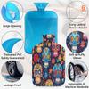 Colorful Sugar Skull Pattern Hot Water Bottle with Cover 2L Large Hot Water Bag for Menstrual Cramps, Neck and Shoulder Pain Relief, Hot Cold Therapy, Hand Feet Warmer view 3