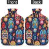 Colorful Sugar Skull Pattern Hot Water Bottle with Cover 2L Large Hot Water Bag for Menstrual Cramps, Neck and Shoulder Pain Relief, Hot Cold Therapy, Hand Feet Warmer view 4