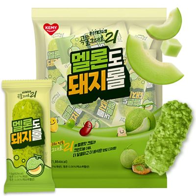 Korean Food CJ Freshway Melon Crunch Roll Snack 10.6 oz (30 Individually Wrapped Pieces) Crispy Korean Grain Roll with Sweet Melon Cream Filling