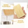 uxcell 10 Pcs Natural Loofah Kitchen Sponge, 4.3''x2.7'' Multipurpose Dish Sponges Reusable Non-Scratch Loofah Sponges with Rope for Kitchen, Bathroom Cleaning, Double Side, Natural view 3