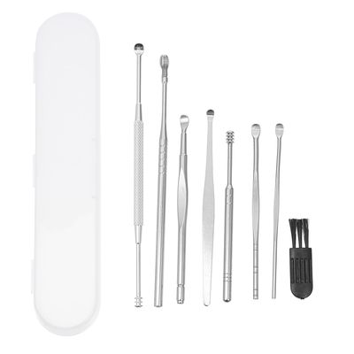 Yardwe Stainless Steel Earwax Removal Kit with Double-Headed Spiral Spring Picks Cleaning Brush and Storage Case Rotating Ear Cleaners for Safe Wax Removal and Massage