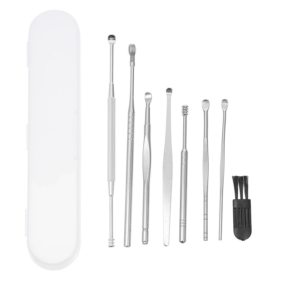 Yardwe Stainless Steel Earwax Removal Kit with Double-Headed Spiral Spring Picks Cleaning Brush and Storage Case Rotating Ear Cleaners for Safe Wax Removal and Massage