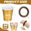 50 Pcs Gold Shot Cups with Wristband for Party 2oz Plastic Shot Glasses Disposable Mini Shot Glasses Bulk with Wrist Coil 2oz Solo Cups for Festival Birthday Favor Wedding Halloween Party Supplies view 2